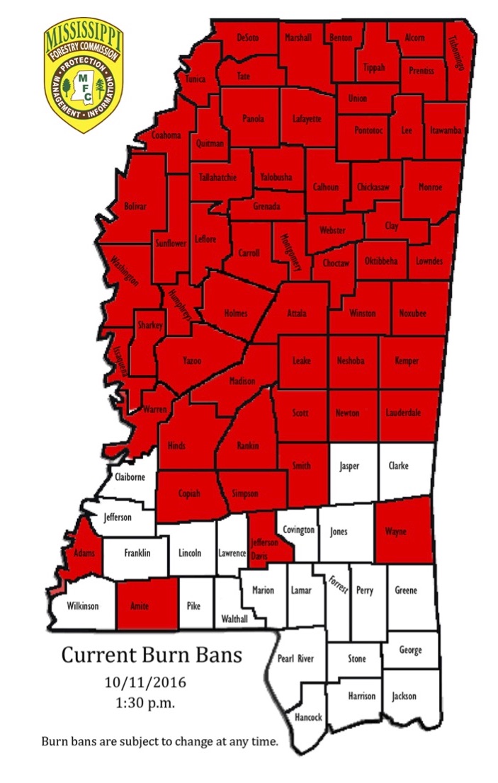 Gov. Bryant Issues Partial Burn Ban Mississippi Forestry Commission